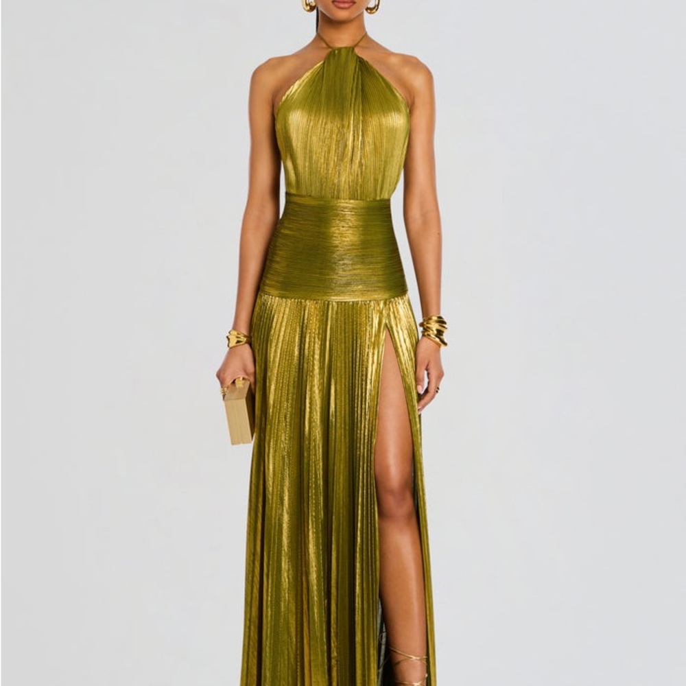 Retrofete Metallic Gold and Olive Dress